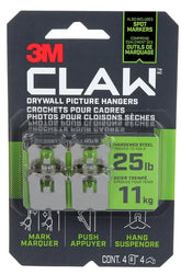 3M 3PH25M-4EF Picture Hanger, 25 lb, Steel, Drywall Mounting